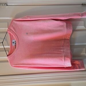 JUICY COUTURE WOMEN'S JUNIOR PINK LONG SLEEVE VELVETEEN PULLOVER CREWNECK LARGE